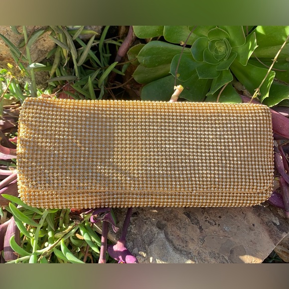 Gold-tone Statement Evening Clutch Sequin Design NWT - Picture 3 of 7